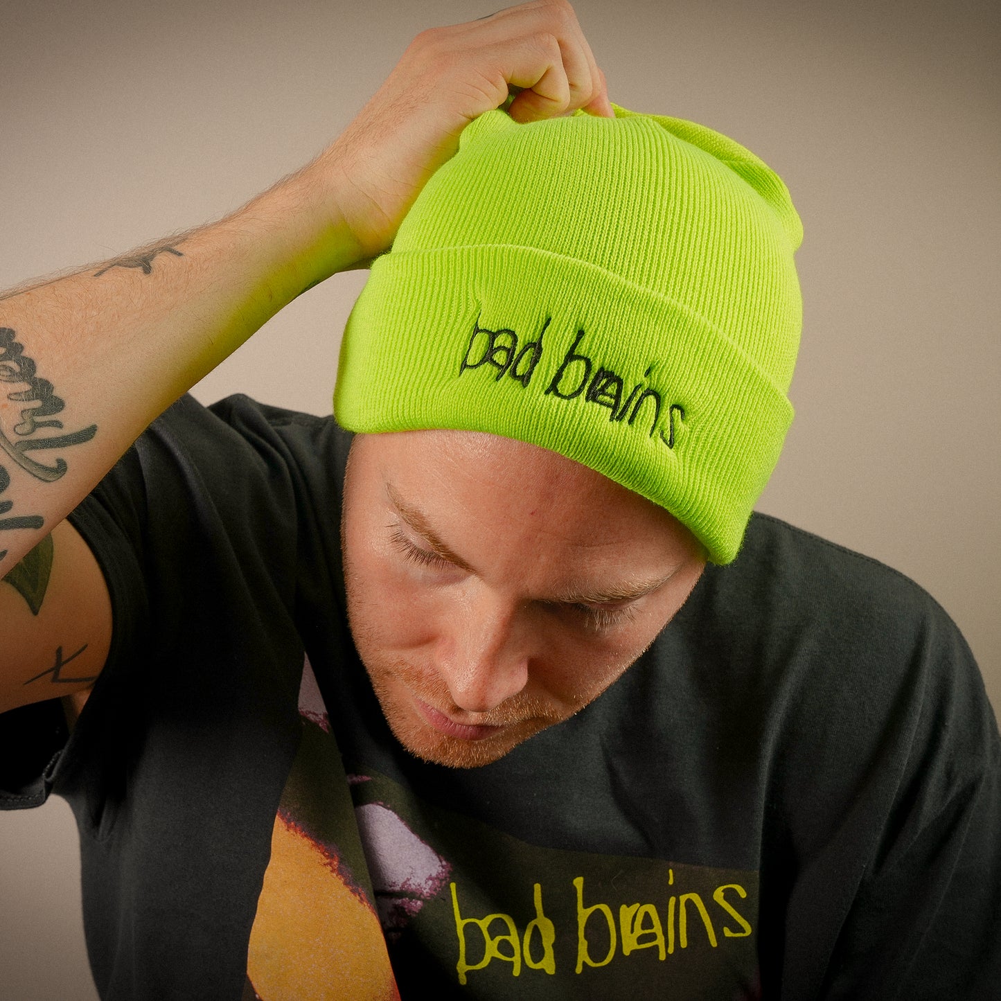 I Against I Logo Neon Green Beanie