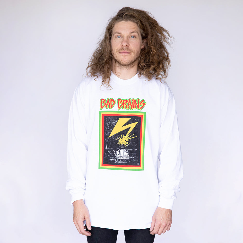 T-shirt ROCKINSTONE Bad Brains Capitol em camiseta branca (Algodão - XL)